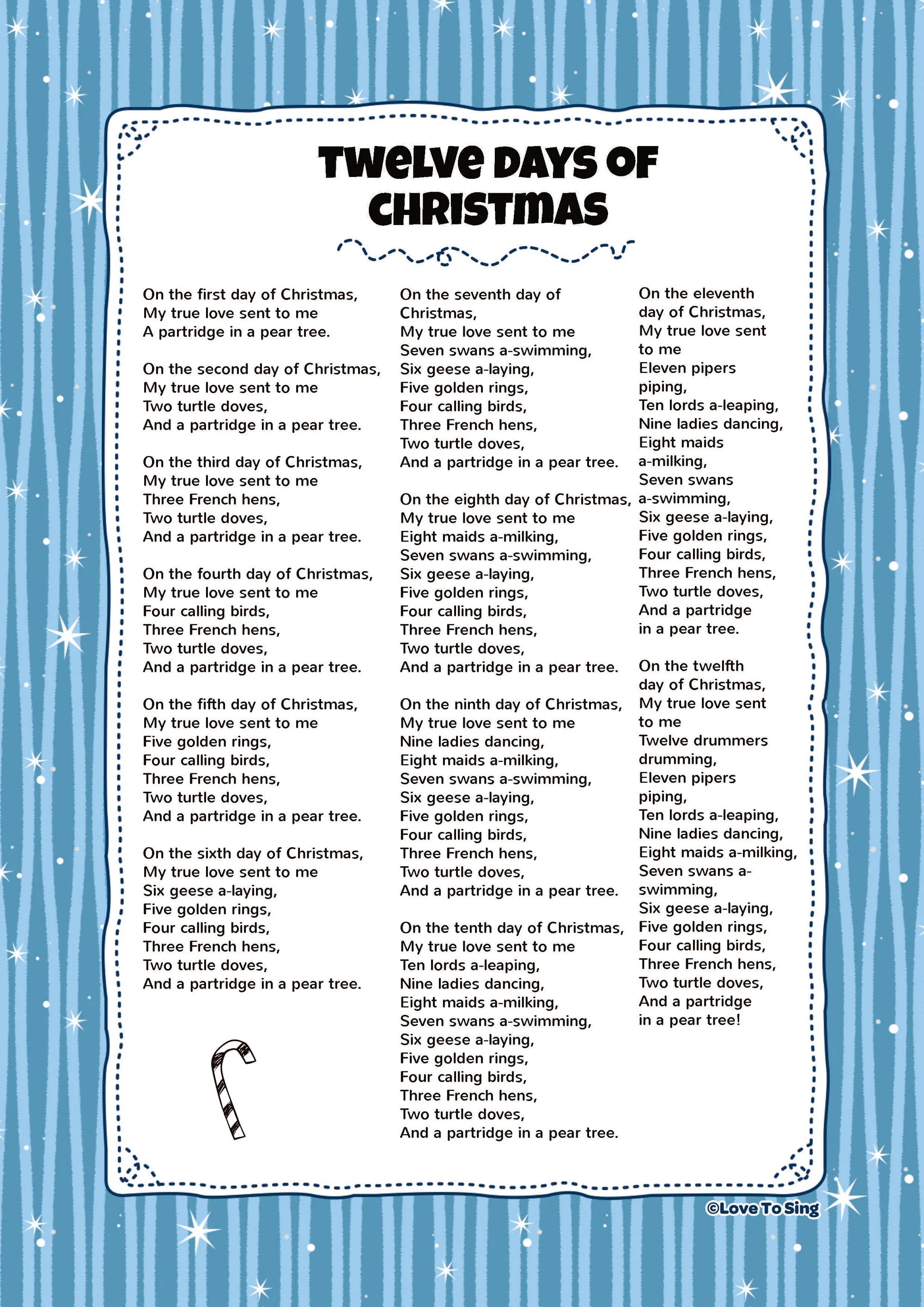 12 days of christmas meaning - Printable Lyrics Of The Days Of Christmas Calendar Productivity Hacks