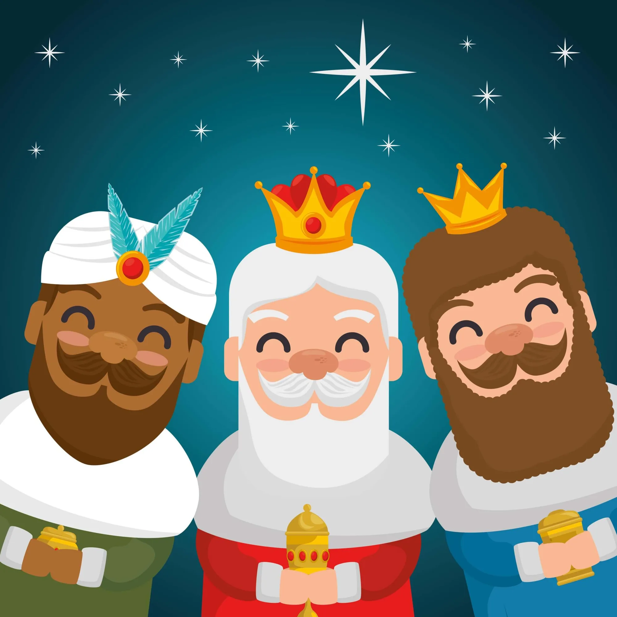 Drawing of three kings on camels