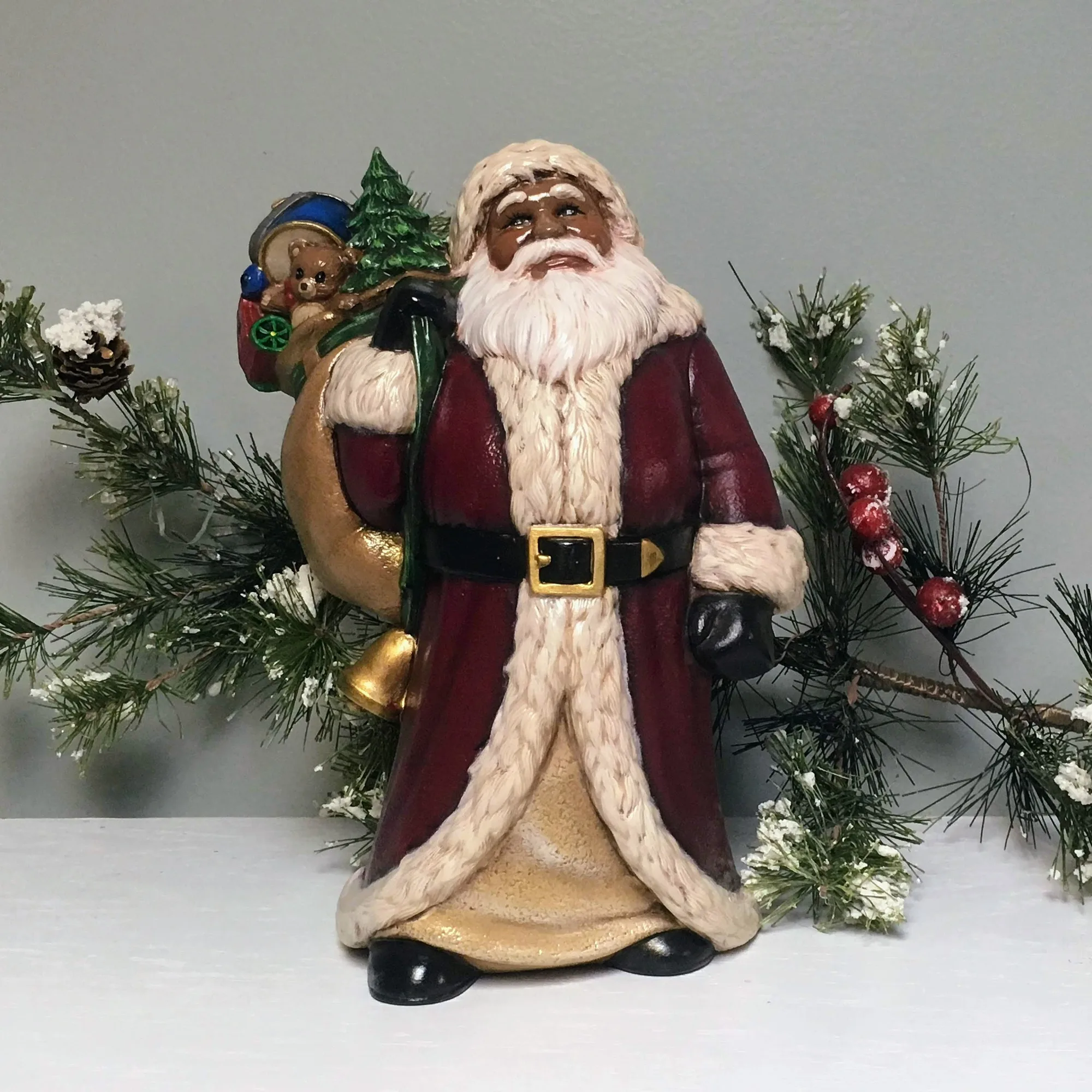 black santa claus figurines - Ceramic African American Old World Santa Figurine Etsy UK