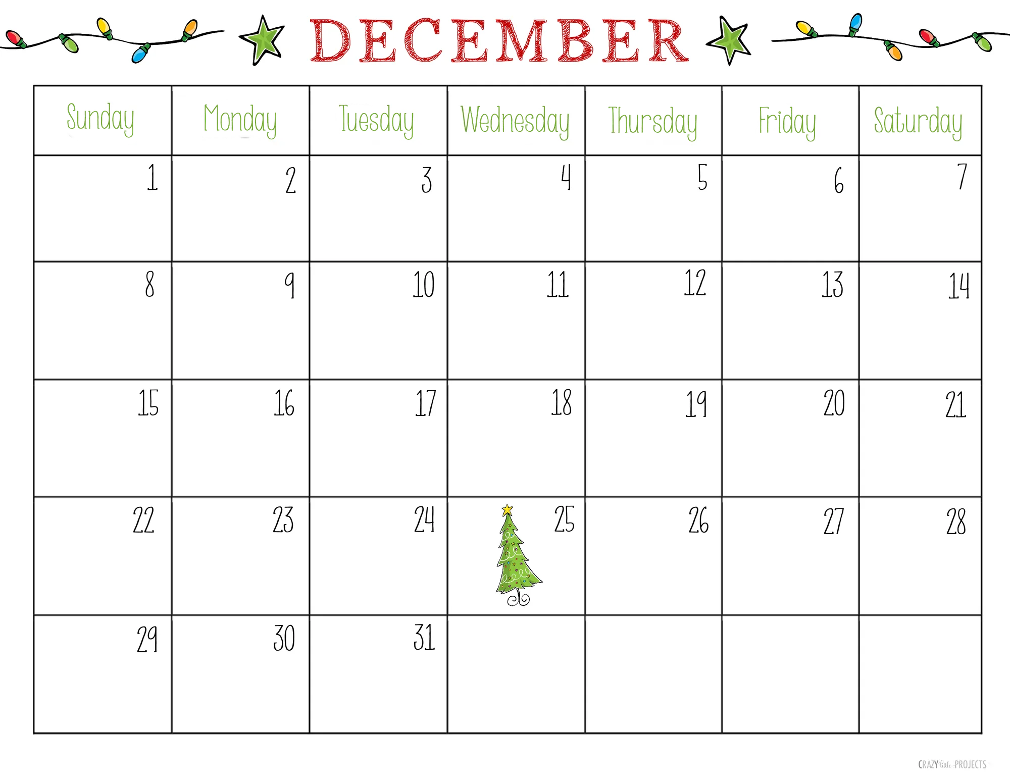 free template for December 2024