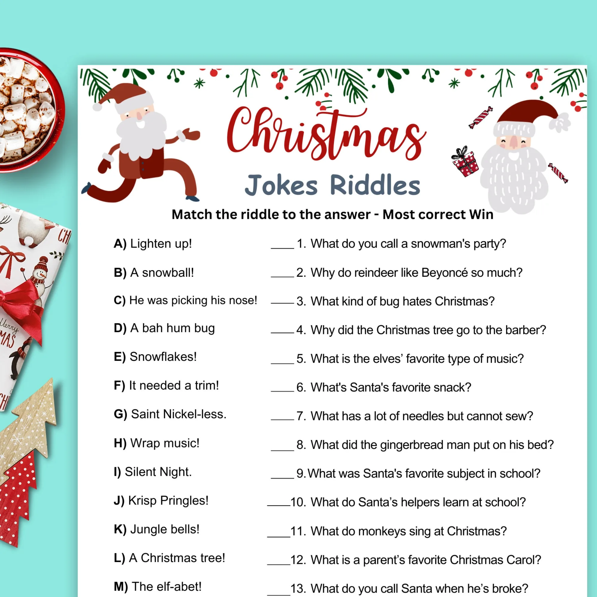 christmas jokes - Jokes Printable Christmas Riddles With Answers Riddles With Answers
