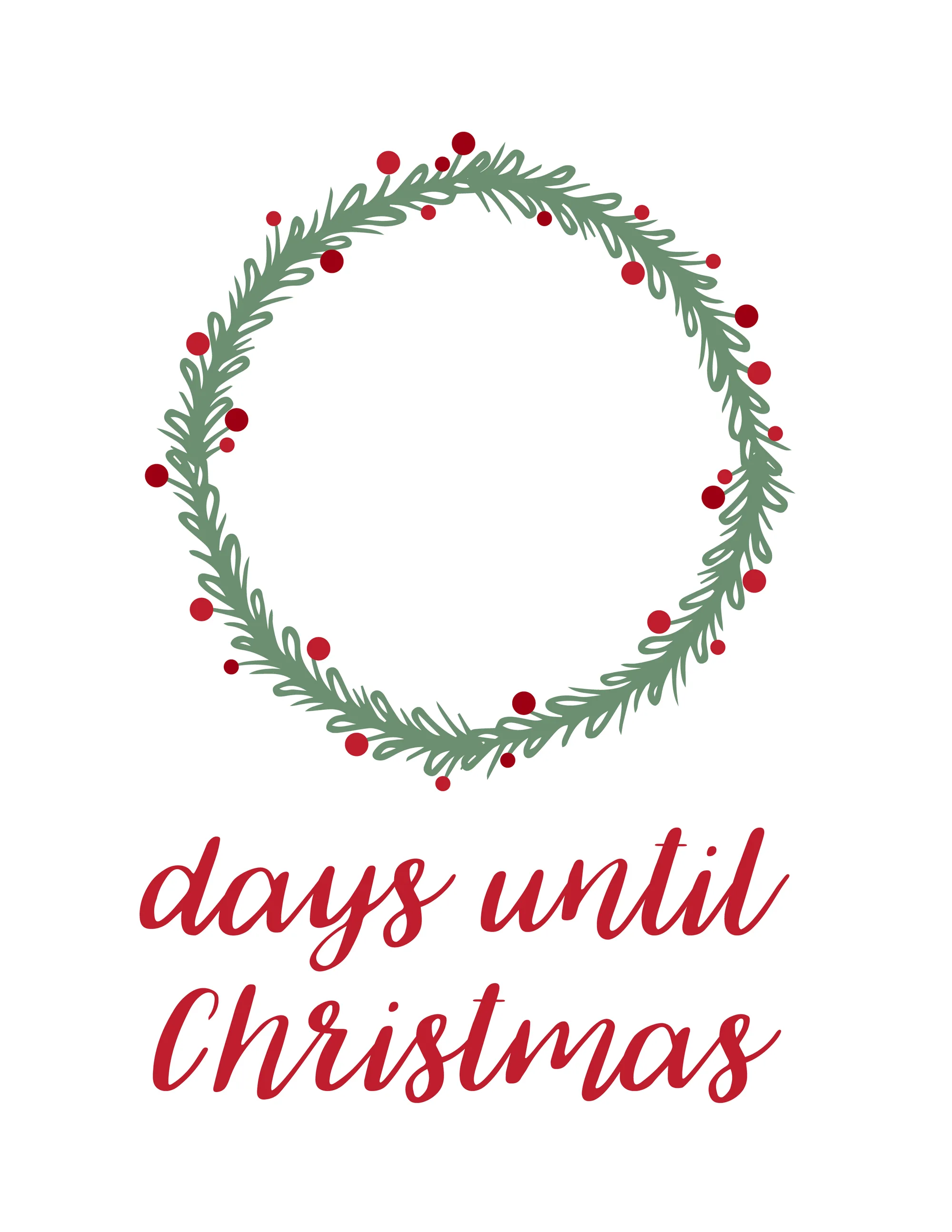 days until Christmas printable