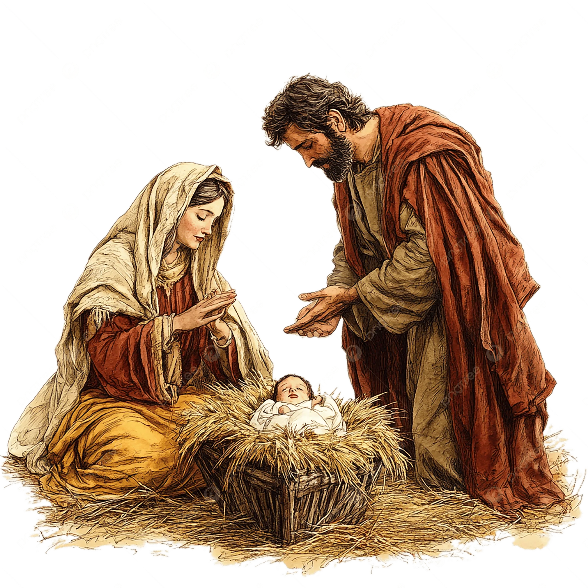 nativity scene with mary joseph and baby jesus
