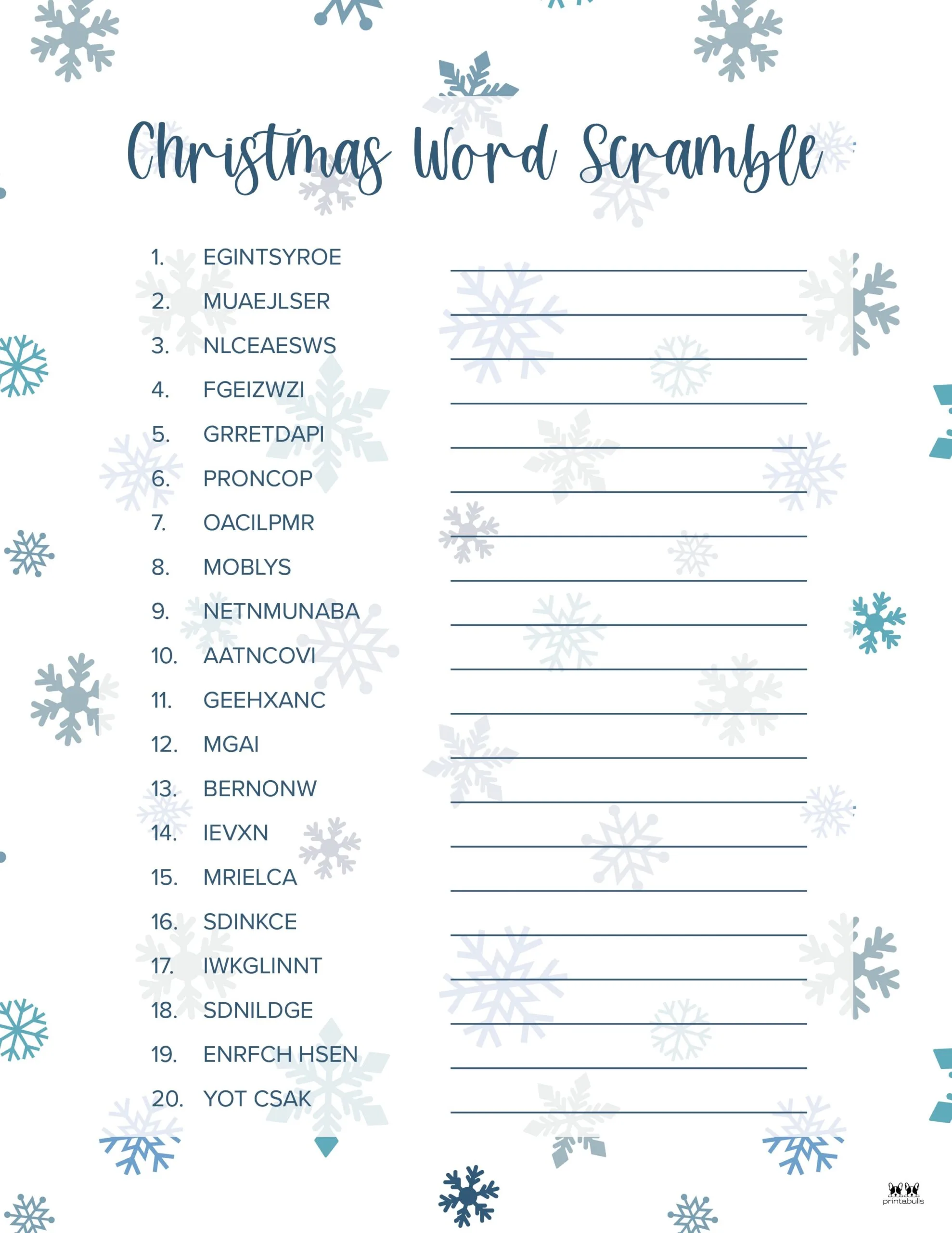 spelling for christmas - Christmas Word Scrambles FREE Printables PrintaBulk