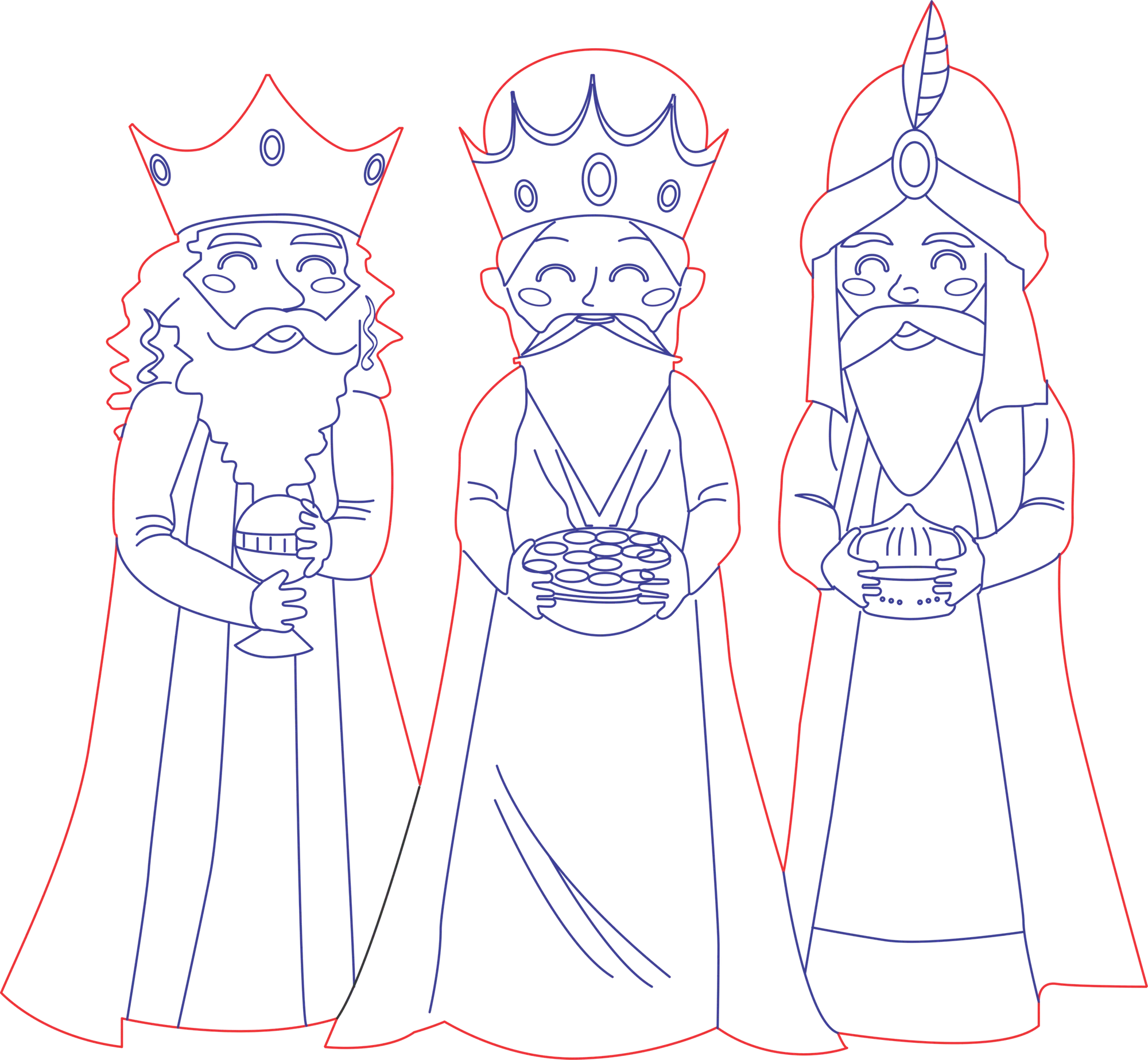 Coloring page of three magi kings